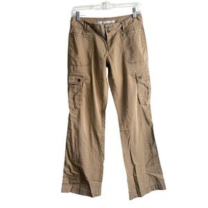 Y2K Old Navy Size 2 Beige Low Rise Cargo Wide Leg Pants Baggy Relaxed Minimalist